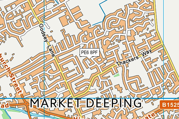 PE6 8PF map - OS VectorMap District (Ordnance Survey)
