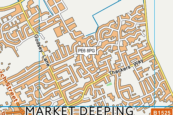 PE6 8PG map - OS VectorMap District (Ordnance Survey)