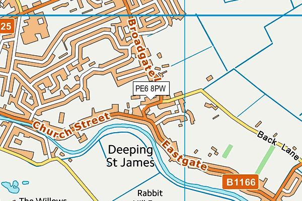 PE6 8PW map - OS VectorMap District (Ordnance Survey)