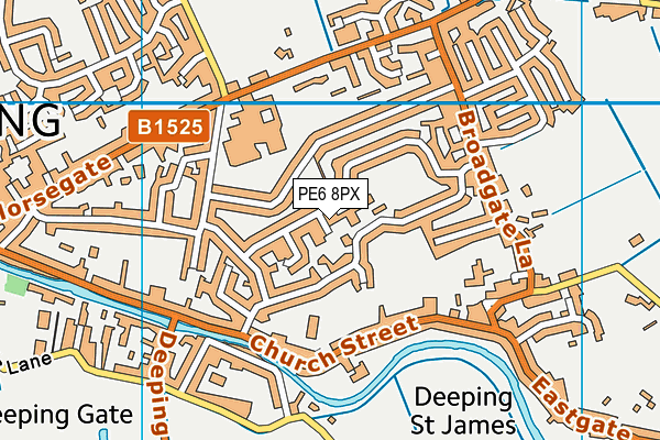 PE6 8PX map - OS VectorMap District (Ordnance Survey)