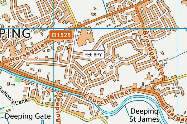 PE6 8PY map - OS VectorMap District (Ordnance Survey)