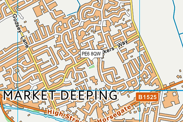 PE6 8QW map - OS VectorMap District (Ordnance Survey)