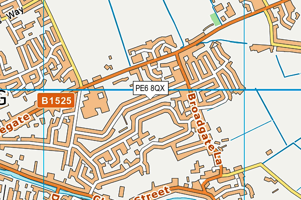PE6 8QX map - OS VectorMap District (Ordnance Survey)