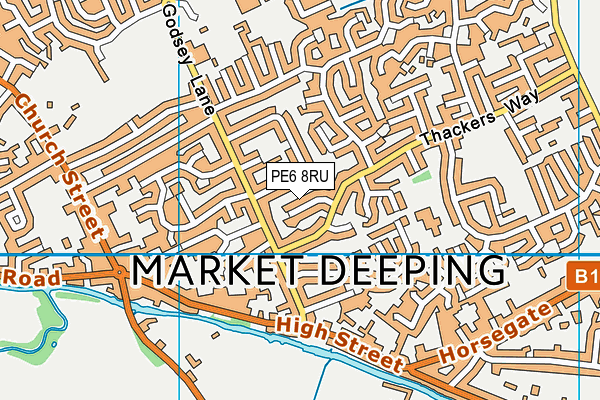 PE6 8RU map - OS VectorMap District (Ordnance Survey)