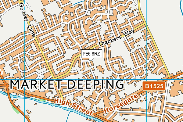 PE6 8RZ map - OS VectorMap District (Ordnance Survey)