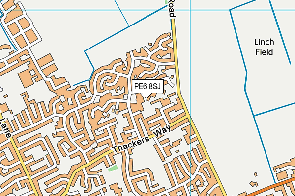 PE6 8SJ map - OS VectorMap District (Ordnance Survey)