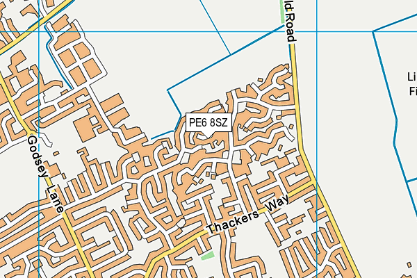 PE6 8SZ map - OS VectorMap District (Ordnance Survey)