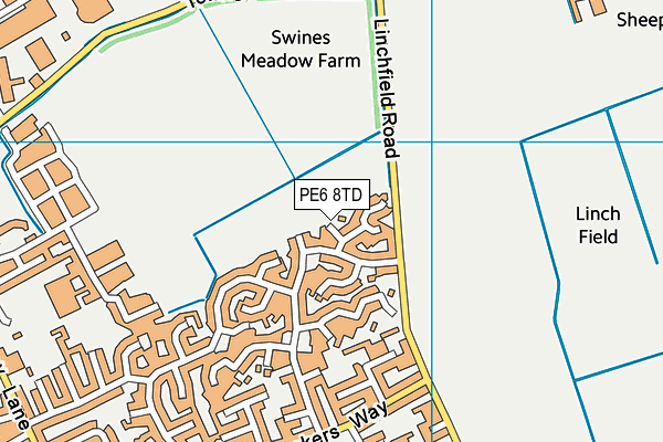 PE6 8TD map - OS VectorMap District (Ordnance Survey)