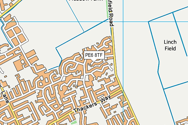 PE6 8TF map - OS VectorMap District (Ordnance Survey)