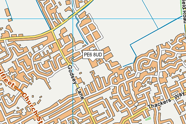 PE6 8UD map - OS VectorMap District (Ordnance Survey)