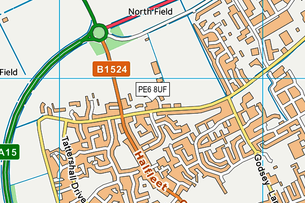 PE6 8UF map - OS VectorMap District (Ordnance Survey)