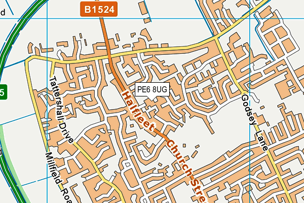 PE6 8UG map - OS VectorMap District (Ordnance Survey)