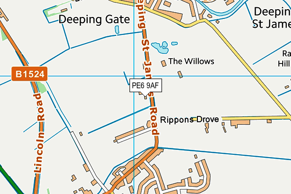 PE6 9AF map - OS VectorMap District (Ordnance Survey)