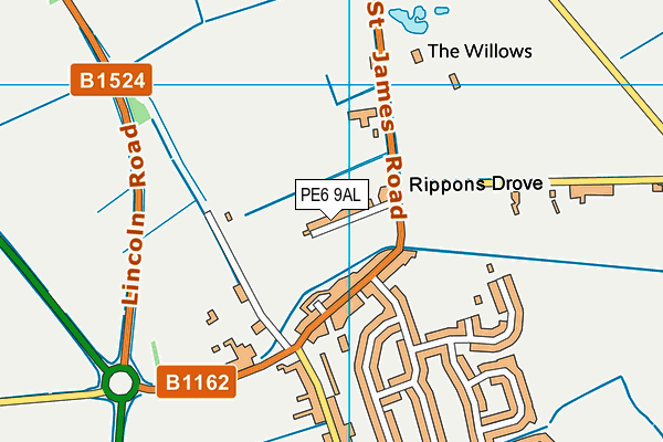 PE6 9AL map - OS VectorMap District (Ordnance Survey)