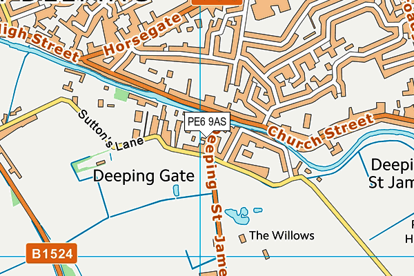 PE6 9AS map - OS VectorMap District (Ordnance Survey)
