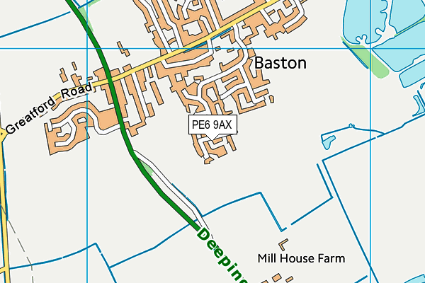 PE6 9AX map - OS VectorMap District (Ordnance Survey)