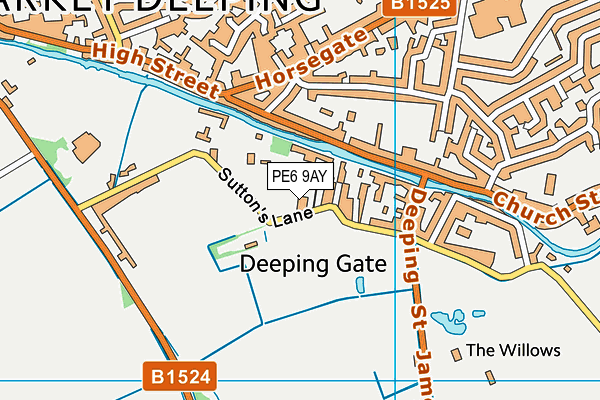 PE6 9AY map - OS VectorMap District (Ordnance Survey)