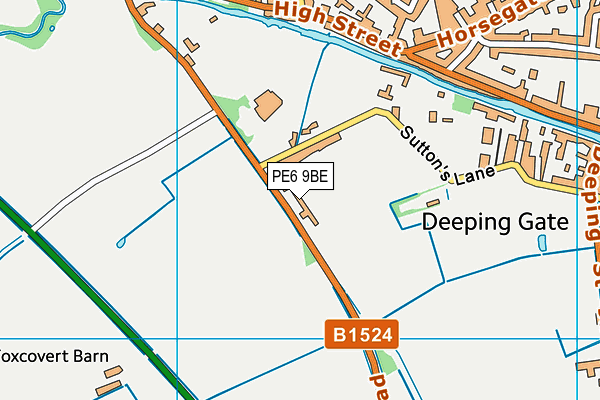 PE6 9BE map - OS VectorMap District (Ordnance Survey)