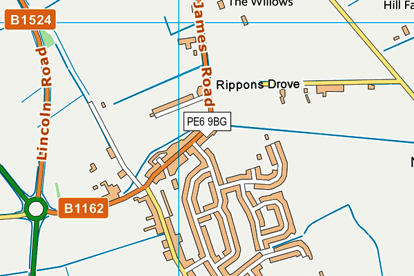 PE6 9BG map - OS VectorMap District (Ordnance Survey)