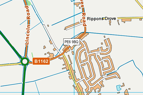 PE6 9BQ map - OS VectorMap District (Ordnance Survey)