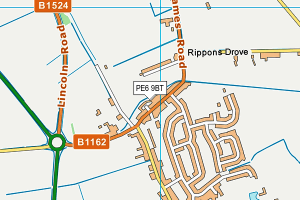 PE6 9BT map - OS VectorMap District (Ordnance Survey)