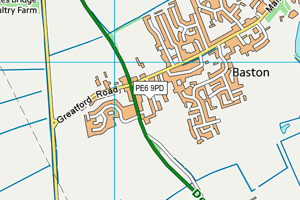 PE6 9PD map - OS VectorMap District (Ordnance Survey)