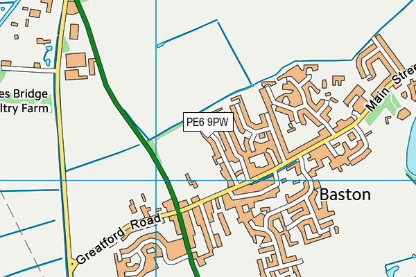 PE6 9PW map - OS VectorMap District (Ordnance Survey)
