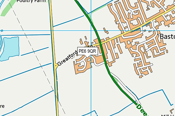 PE6 9QR map - OS VectorMap District (Ordnance Survey)