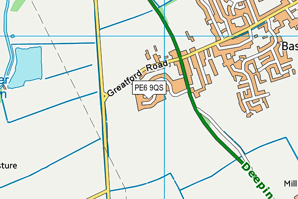 PE6 9QS map - OS VectorMap District (Ordnance Survey)