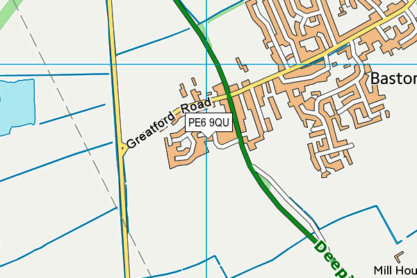 PE6 9QU map - OS VectorMap District (Ordnance Survey)