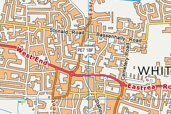 PE7 1BF map - OS VectorMap District (Ordnance Survey)