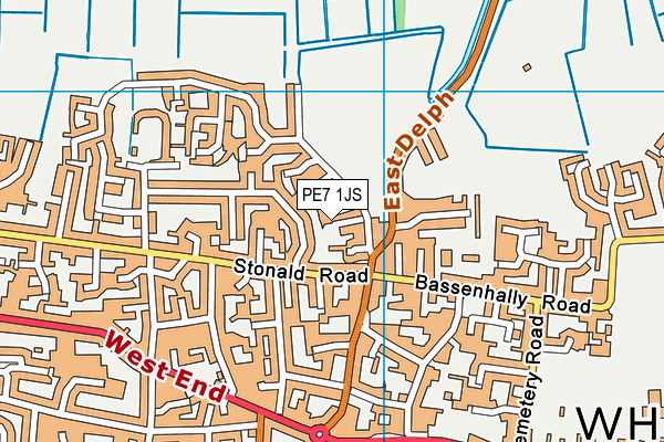 PE7 1JS map - OS VectorMap District (Ordnance Survey)