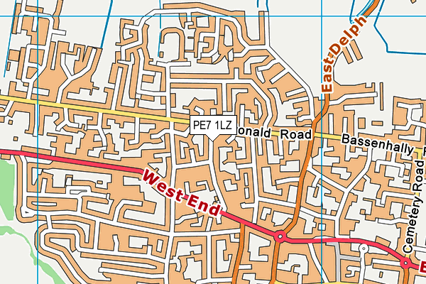 PE7 1LZ map - OS VectorMap District (Ordnance Survey)
