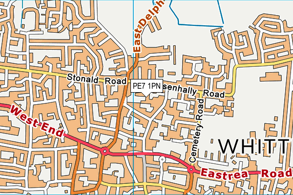 PE7 1PN map - OS VectorMap District (Ordnance Survey)