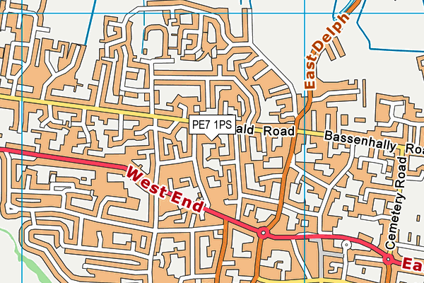 PE7 1PS map - OS VectorMap District (Ordnance Survey)