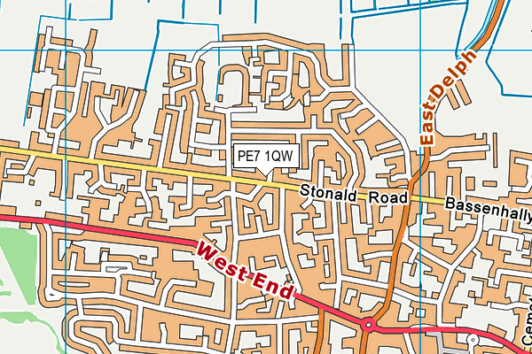 PE7 1QW map - OS VectorMap District (Ordnance Survey)