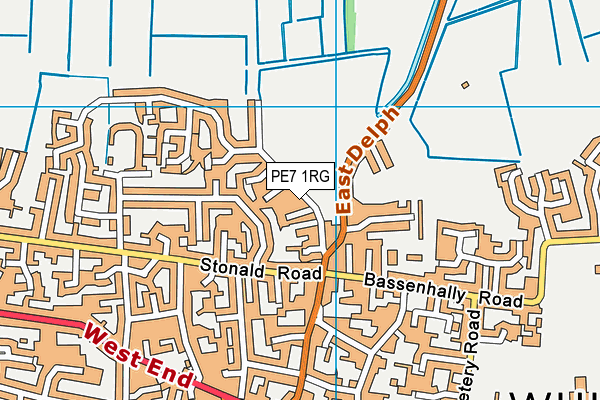 PE7 1RG map - OS VectorMap District (Ordnance Survey)