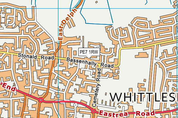 PE7 1RW map - OS VectorMap District (Ordnance Survey)