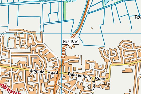 PE7 1UW map - OS VectorMap District (Ordnance Survey)