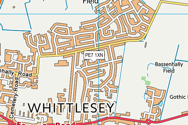 PE7 1XN map - OS VectorMap District (Ordnance Survey)