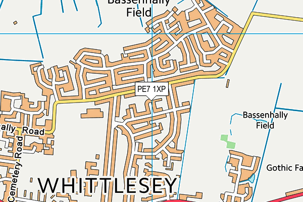 PE7 1XP map - OS VectorMap District (Ordnance Survey)