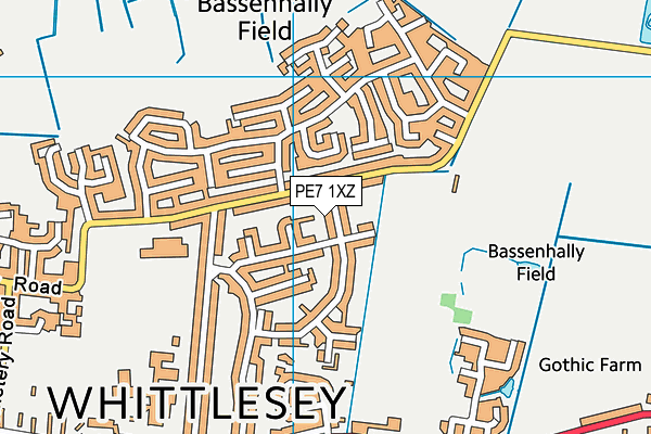 PE7 1XZ map - OS VectorMap District (Ordnance Survey)