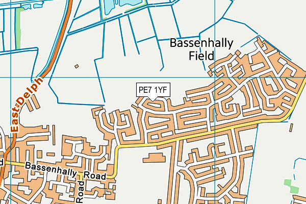 PE7 1YF map - OS VectorMap District (Ordnance Survey)