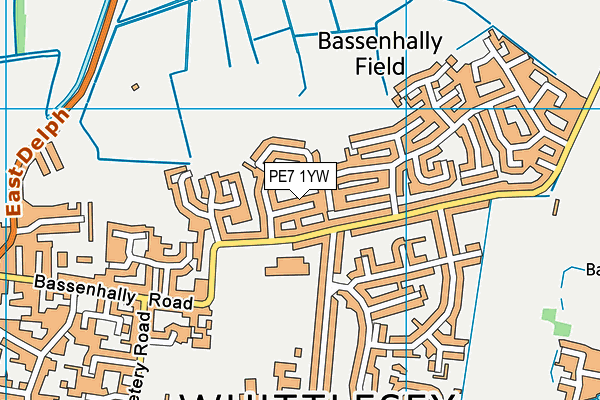 PE7 1YW map - OS VectorMap District (Ordnance Survey)