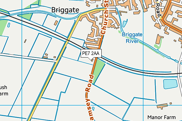 PE7 2AA map - OS VectorMap District (Ordnance Survey)