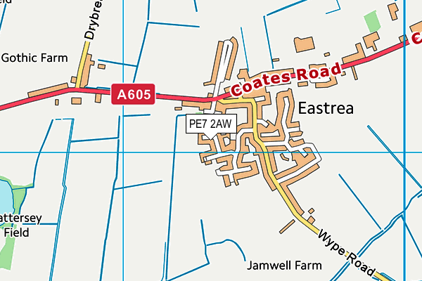 PE7 2AW map - OS VectorMap District (Ordnance Survey)