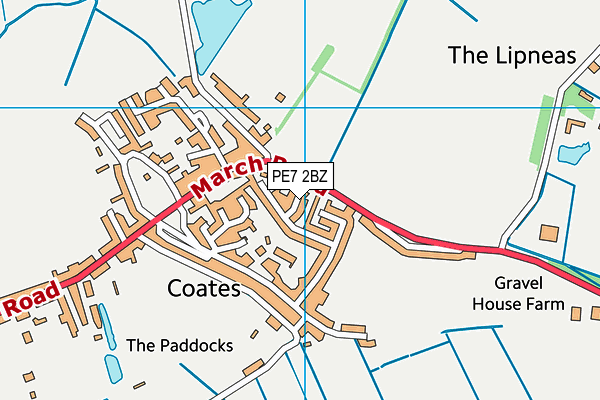 PE7 2BZ map - OS VectorMap District (Ordnance Survey)