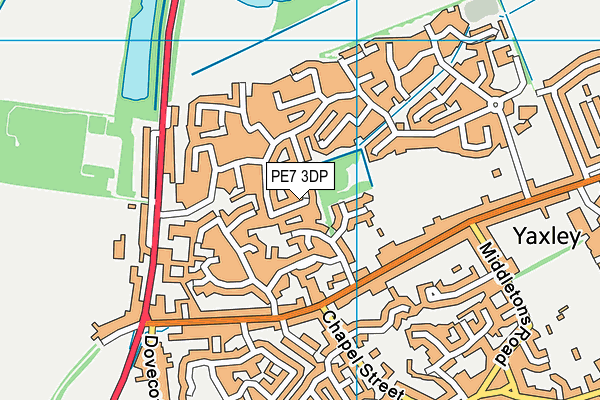 PE7 3DP map - OS VectorMap District (Ordnance Survey)