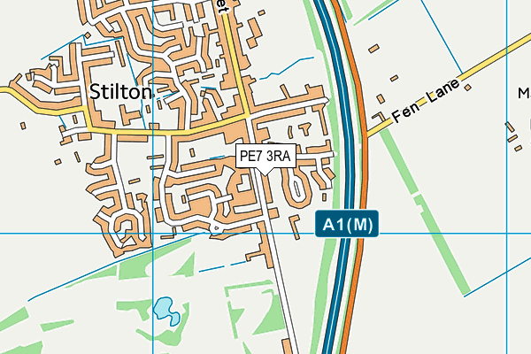 Stilton Village Playing Fields  map (PE7 3RA) - OS VectorMap District (Ordnance Survey)