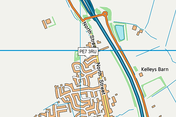 PE7 3RU map - OS VectorMap District (Ordnance Survey)